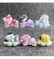 Kuromi My Melody Hello Kitty Pochacco Pompom Uyuyan Figürleri 6 Parça
