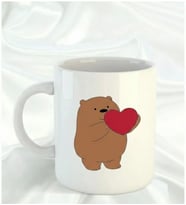 Tek Kırmızı Kalp Kupa - Büyük Minimal Kalpli Romantik Hediyelik Seramik Mug (Beyaz)
