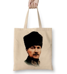 Mustafa Kemal Atatürk Bez Çanta Uzun Saplı