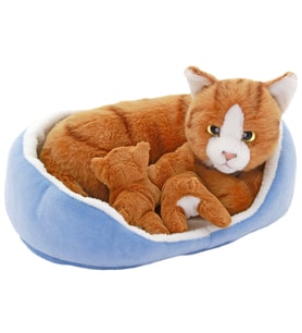 Animals Of The World Sepette Yavrulu Kedi Peluş Oyuncak (Çok Renkli)