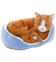 Animals Of The World Sepette Yavrulu Kedi Peluş Oyuncak (Çok Renkli)