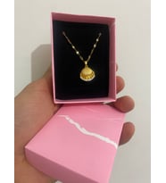 İnci Taşlı Özel Kolye - Çelik Gold Renktir
