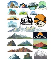 Dağlar Sticker Set-2 19 Parça Telefon, Tablet, Defter, Laptop Sticker