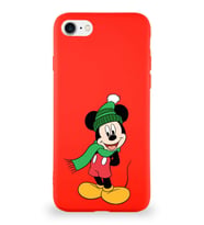 Apple iPhone SE 2022 Soft Premier Kapak Mickey Mouse-G Tasarımlı Silikon Kılıf - Kırmızı (Şeffaf)