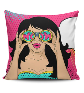 Alkanhomes Pop Art Kızı Dijital Baskılı Kırlent Kılıfı