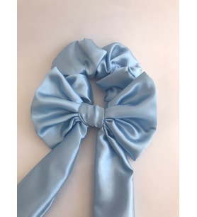 Açık Mavi Kurdela Fiyonk Scrunchie Simit Toka