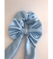 Açık Mavi Kurdela Fiyonk Scrunchie Simit Toka