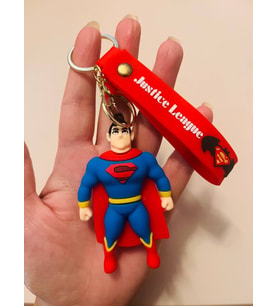Superman 3D Silikon Anahtarlık Gold Metal Klipsli Çanta & Araba Süsü