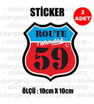 59 tekirdağ memleket rota gidiş etiket sticker çıkartma - 2 adet - motosiklet araba otomobil kamyon kamyonet cam uyumlu
