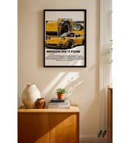 Mazda RX-7 FD3S JDM Poster, Siyah Çerçeveli Duvar Tablosu - Oto Severlere Özel Hediye