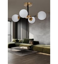 Eray Aydınlatma Topaç 4 lü Opal Camlı Eskitme Avize (Eskitme Altın)