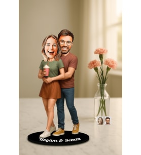 Kişiye Özel Sevgili Karikatürlü Ahşap Biblo Model 69