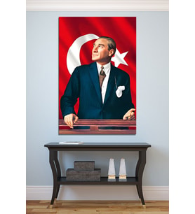 Atatürk Mustafa Kemal Kanvas Tablo Okullara İşyerlerine Uygun (8 Farklı Ölçü)