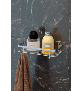 Geseus Tek Katlı Kancalı Banyo Rafı Krom ES081