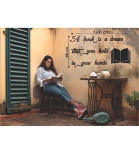 Leylaser 120*60 cm A Book Is A Dream That You Hold In Your Hand Ahşap Duvar Yazısı