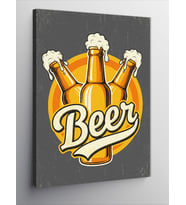 Kanvas Tablo "Beer" Yazılı Şişeler