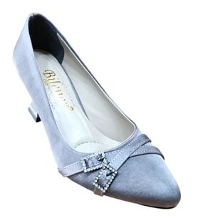 Bilener 830 Kadın Taşlı Tokalı Kadeh Ökçe Stiletto Ayakkabı (Platin)