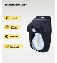 Led Ampullü Solar Aplik 3200K Sarı Işık (Siyah)