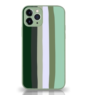 PrintiFy Apple iPhone 11 Pro Max Kamera Korumalı Yeşil Gökkuşağı Desenli Cam Kapak Yeşil