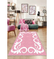 Pembe Çerçeveli Kaymaz Taban Makinede Yıkanabilir Halı AR516 - 100 x 160 cm