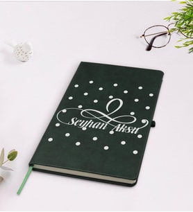 BK Gift Kişiye Özel İsimli Yeşil Termo Deri Defter Model 4