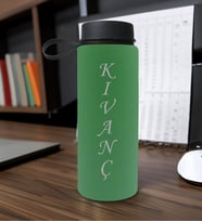 BK Gift Kişiye Özel İsimli Yeşil Renkli Cam Matara 500ml, Sevgiliye, Arkadaşa Hediye, İsimli Cam Matara, Ofis Hediyesi