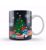 Smurf Around The Christmas Tree Kupa Bardak Porselen