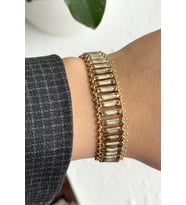 Özel Seri Tırtıklı Silindir Tasarım 14K Xuping 19 Cm Kadın Çelik Bileklik