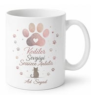 Kedi Pençesi Temalı Baskılı Kupa Bardak Hediye Kedi Severler İçin Özel Tasarım