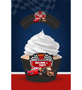 Şimşek Mcqueen Cars Temalı Doğum Günü * Cupcake Sargısı 8'li