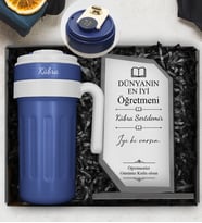 Öğretmenler Gününe Özel 700 ML Dereceli Kişiye Özel Termos & Özel Tasarım Cam Plaket