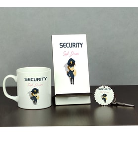 Securutiy Üçlü Set (Kupa + Telefon Standı + Anahtarlık)