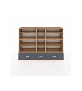 Hyperion Dolap 12 Raflı 3 Çekmeceli  220x44x163 Çam-Çam/Antrasit