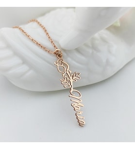 Vaoov 925 Ayar Gümüş Gül İsim Kolye (Gold)