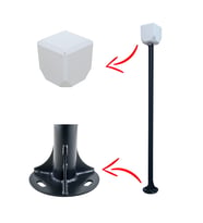 TRK-300+154 / 3 Mt Metal Direk + TRK-154 Küp ile Birlikte ( 7016 Düz Mat Antrasit Fırın Boyalı )