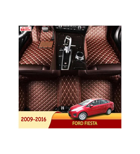 MİREN Ford Fiesta 2009-2016 Uyumlu 5d Havuzlu Suni Deri OTO PASPAS (Kahverengi)