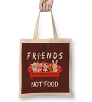 Friends Not Food Go Vegan Vegetarians Gift Bez Çanta Uzun Saplı