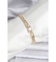 14K Gold Renk Kaplama Zirkon Kare Taşlı CM Kadın Bileklik 5886 - HPSBYI5694-7169