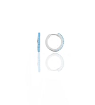 Gümüş rodyumlu turkuaz taşlı 12 mm halka küpe  SGTL11742RODAJ