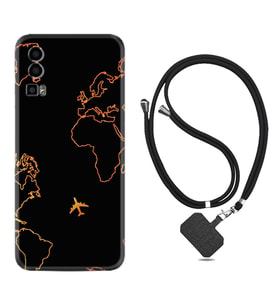 General Mobile Gm 23 Kılıf Silikon Boyun Askılı İpli Desenli Silikon Harita ve Uçak 1777