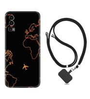 General Mobile Gm 23 Kılıf Silikon Boyun Askılı İpli Desenli Silikon Harita ve Uçak 1777
