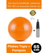 65 cm Yoga Pilates Topu ve Şişirme Pompası Hediye Denge Egzersiz Aerobik Jimnastik Reformer Spor Set