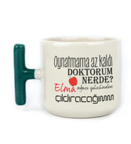 Oynatmama Az Kaldı Doktorum Nerede Baskılı Yeşil Kulplu T Kupa