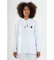 Maraton Comfort Kadın Kapüşonlu Beyaz Sweatshirt