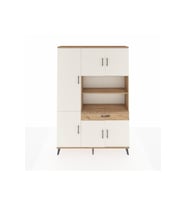 Arges Dolap 10 Raflı Tek Çekmeceli 6 Kapaklı 132x30x195 Çam-Aytaşı/Çam