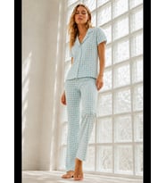 Night Kadın Genç Loose İpliği Boyalı Pijama Takımı