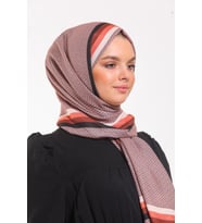Geometrik Desen Pavia Seri Şal Eşarp Askısı ile Birlikte 90X200 cm Gül Kurusu Kr