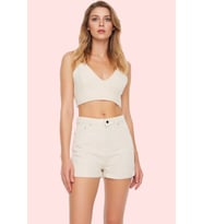 Kadın Yüksek Bel City Short Denim Şort Pamuklu Günlük Kombinler Yaz Aylarının Vazgeçilmezi (Taş)