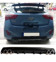 Hyundai i30 Difüzör Arka Tampon Eki 4 Egzoz Çıkışlı Siyah Lüx Tip