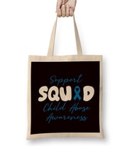 Support Squad Child Abuse Prevention Month Blue Ribbon Bez Çanta Uzun Saplı
